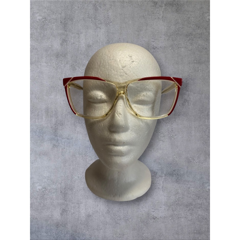 Fabrege Eyeglass FRAMES ONLY Women Red Clear Yellow Vintage Square 41
